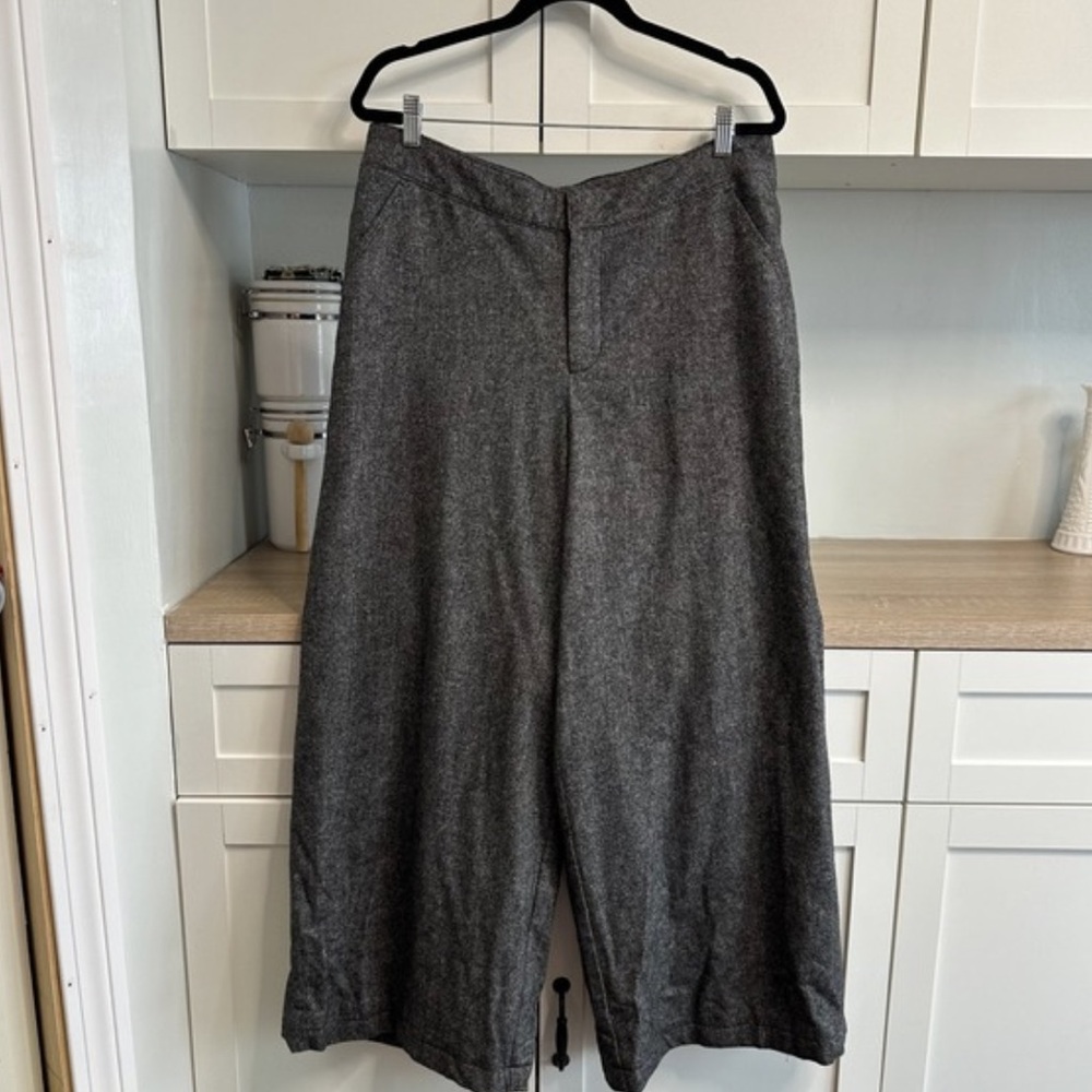 Wide Leg Gray Wool Blend Pants